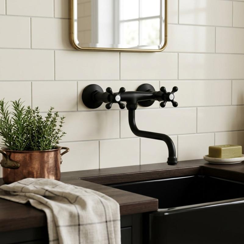 Aquanello Heritage Ascot Klassieke Keuken Muurkraan Zwart BL-4111-HA